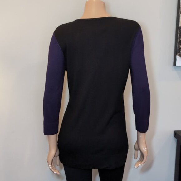 Windsmoor Color Block Sweater Cropped Sleeve Lightweight Tunic Size Small Purple - Picture 5 of 10